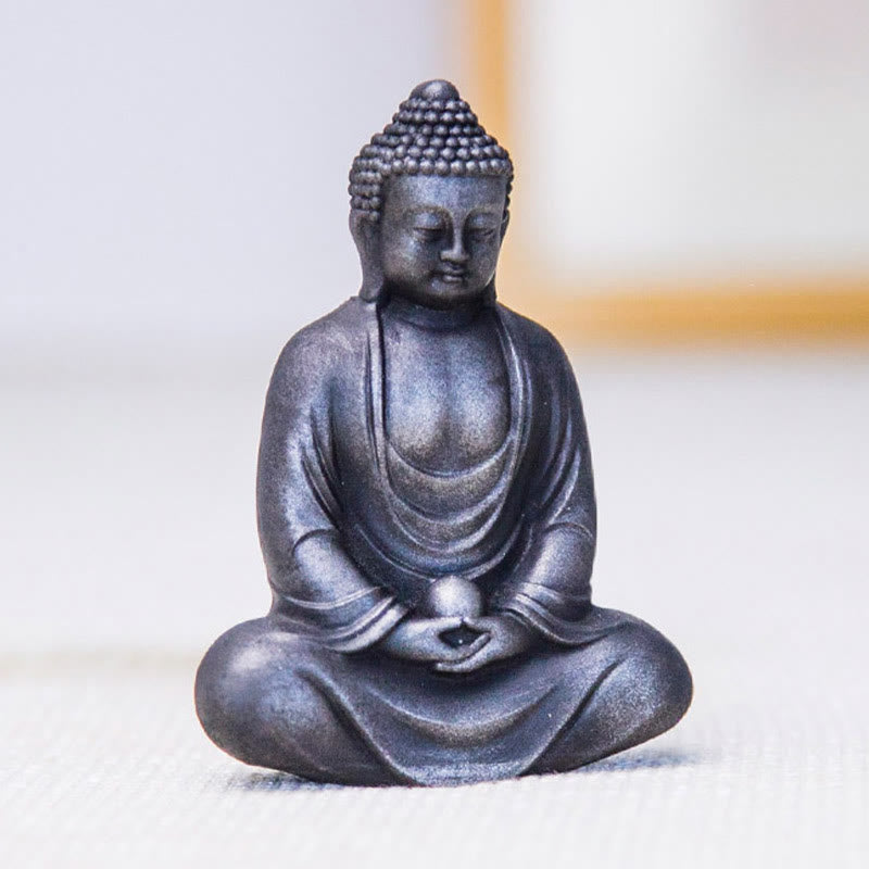 Buddha Stones Tibetan Meditating Buddha Iron Powder Rust Cast Resin Statue Serenity Decoration - image 19