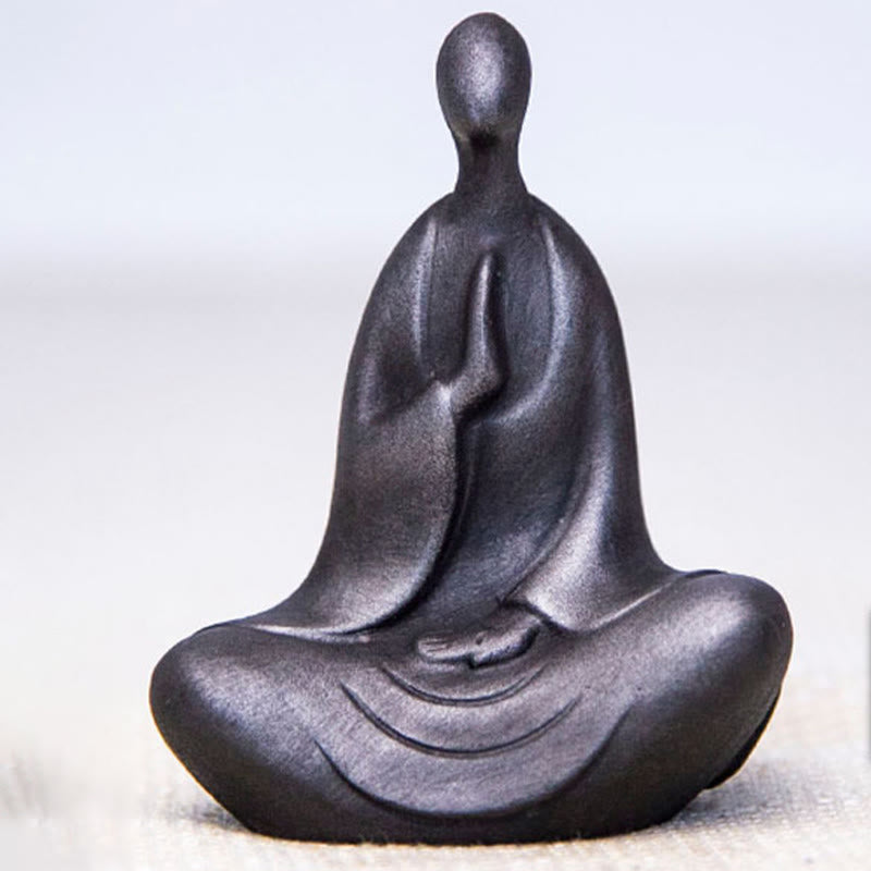 Buddha Stones Tibetan Buddha Iron Powder Rust Cast Resin Statue Desk Decoration - Meditation Buddha 7.3*9cm - Polished Version - image 6
