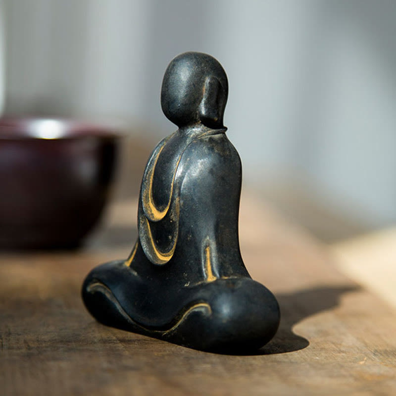 Buddha Stones Tibetan Buddha Iron Powder Rust Cast Resin Statue Desk Decoration - image 13