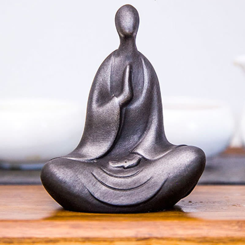 Buddha Stones Tibetan Buddha Iron Powder Rust Cast Resin Statue Desk Decoration - image 7