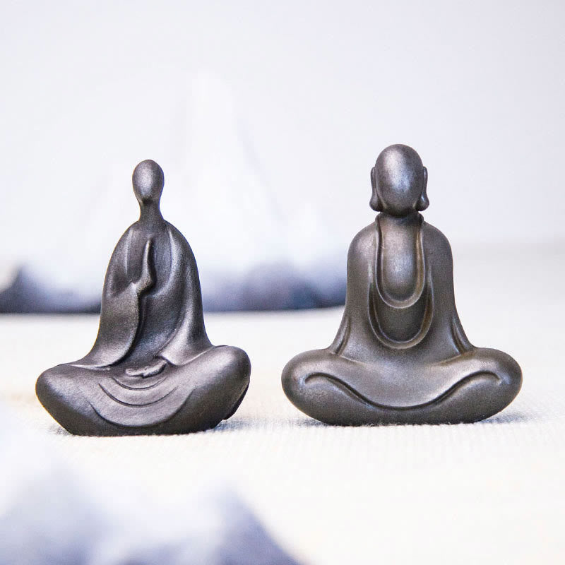 Buddha Stones Tibetan Buddha Iron Powder Rust Cast Resin Statue Desk Decoration - image 31