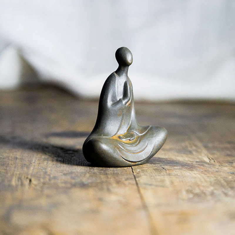 Buddha Stones Tibetan Buddha Iron Powder Rust Cast Resin Statue Desk Decoration - image 1