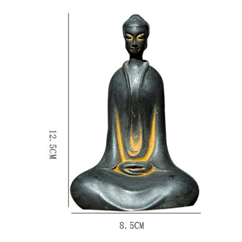 Buddha Stones Handmade Sakyamuni Buddha Iron Powder Rust Cast Resin Statue Home Decoration - image 6