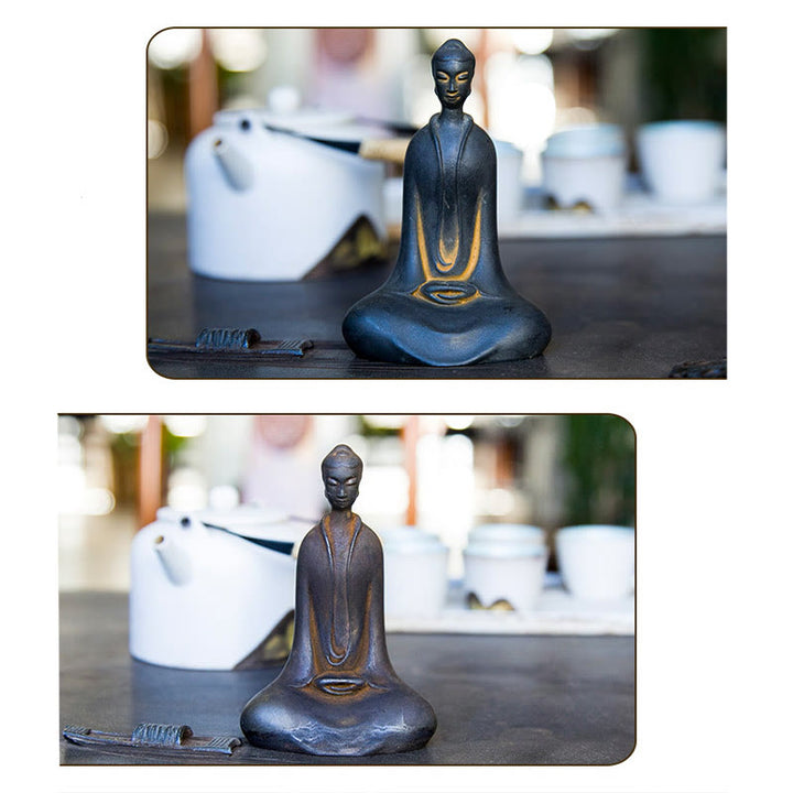 Buddha Stones Handmade Sakyamuni Buddha Iron Powder Rust Cast Resin Statue Home Decoration - image 14