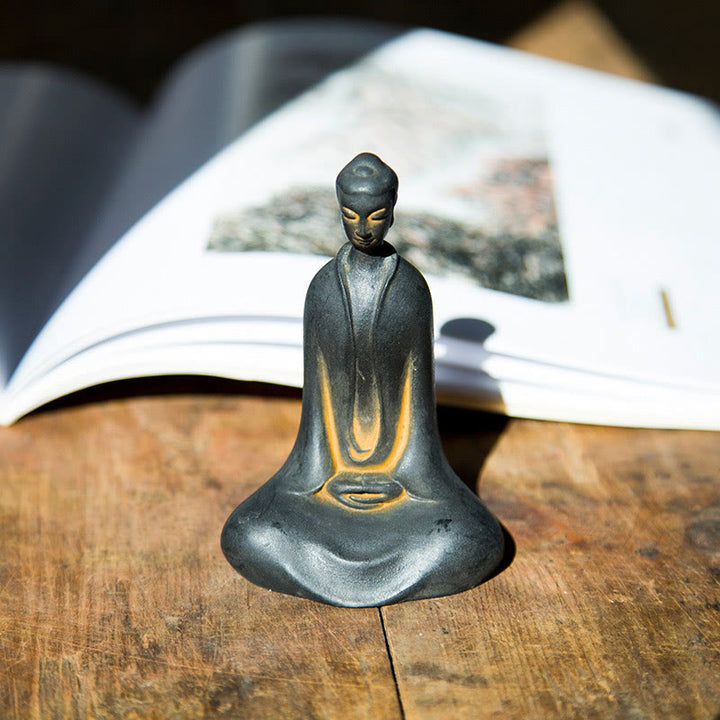 Buddha Stones Handmade Sakyamuni Buddha Iron Powder Rust Cast Resin Statue Home Decoration - image 11