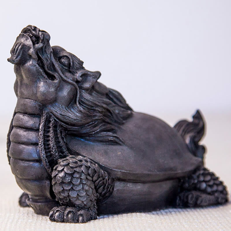Buddha Stones Handmade Dragon Turtle Iron Powder Rust Cast Resin Statue Home Decoration - Polished Version 17*9.5*12cm - image 12