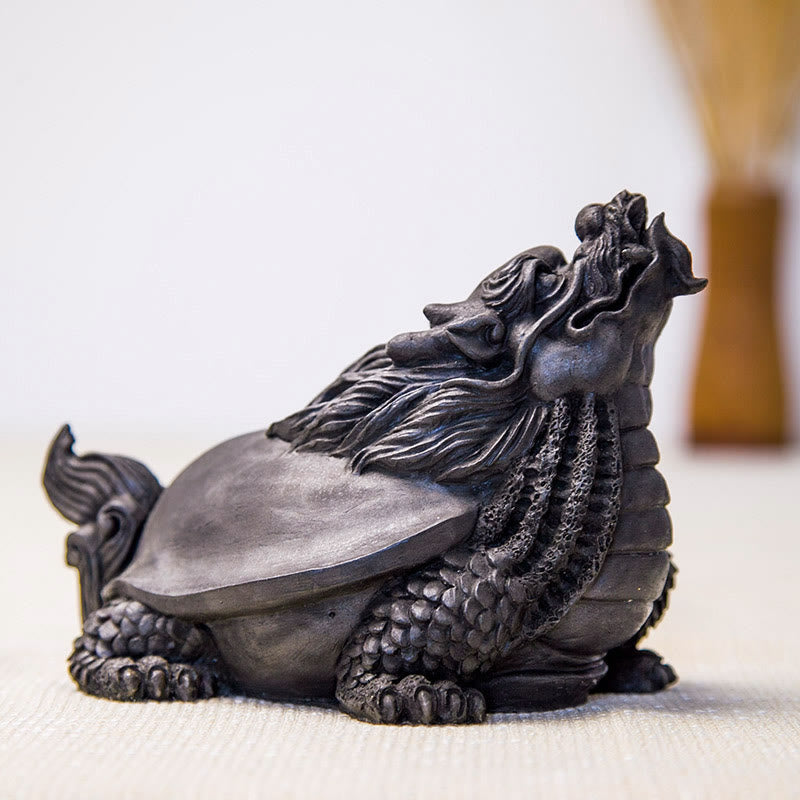 Buddha Stones Handmade Dragon Turtle Iron Powder Rust Cast Resin Statue Home Decoration - image 13
