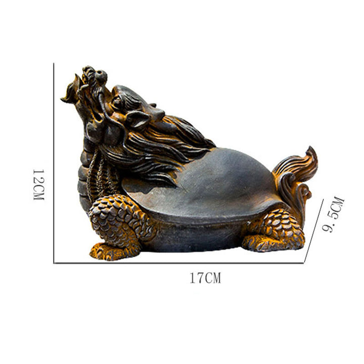 Buddha Stones Handmade Dragon Turtle Iron Powder Rust Cast Resin Statue Home Decoration - image 11
