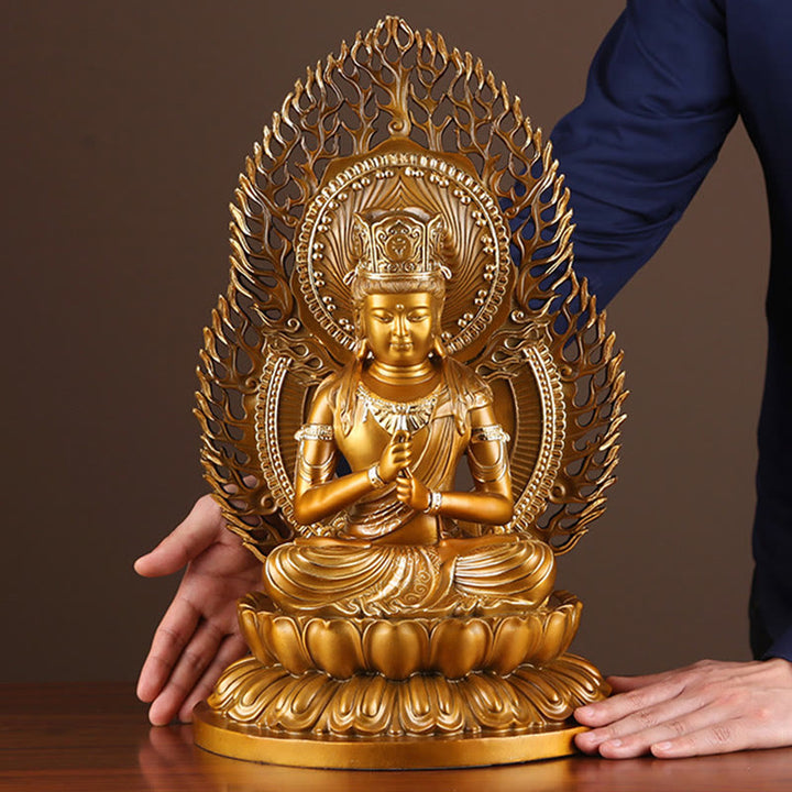 Buddha Stones Tathagata Buddha Figurine Serenity Copper Statue Home Offering Decoration - image 1