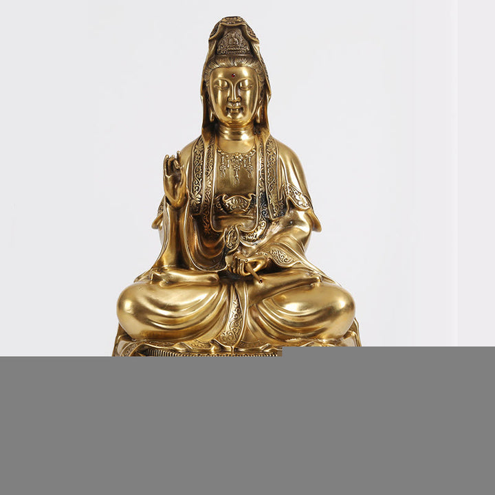 Buddha Stones Kwan Yin Avalokitesvara Wealth Brass Copper Statue Home Desk Decoration - Avalokitesvara 26*23*45cm - image 4