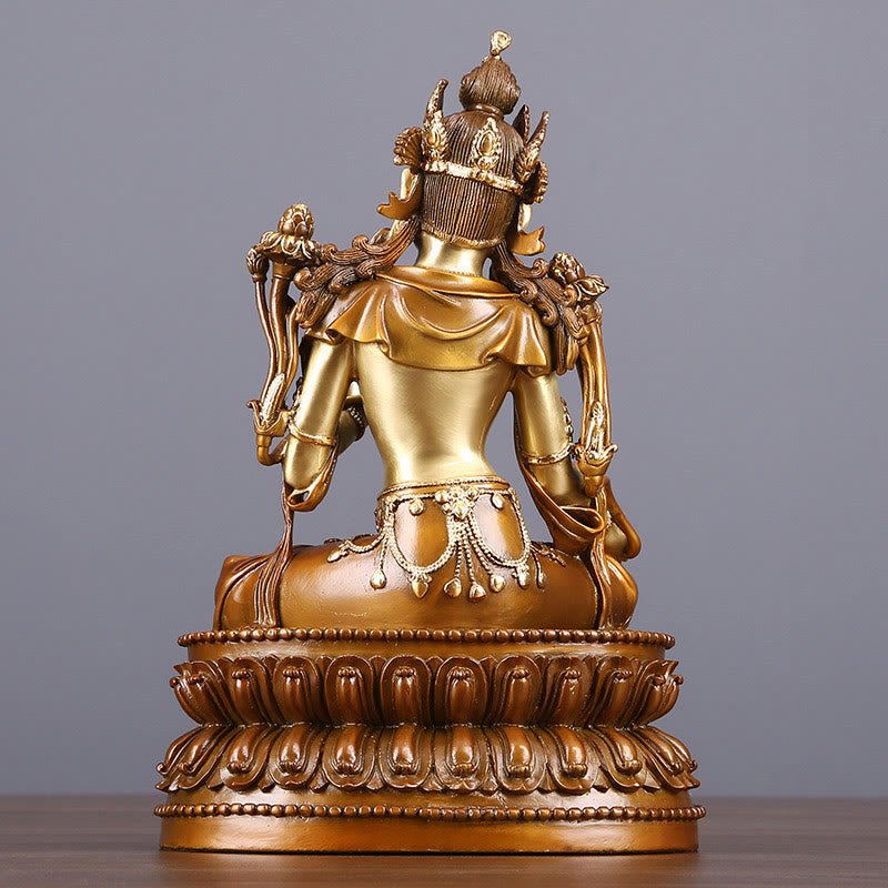 Buddha Stones Bodhisattva Green Tara Figurine Protection Brass Copper Statue Home Offering Decoration - image 2