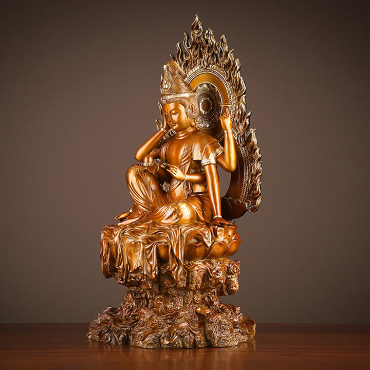Buddha Stones Kwan Yin Avalokitesvara Success Brass Copper Statue Home Desk Altar Decoration - image 2