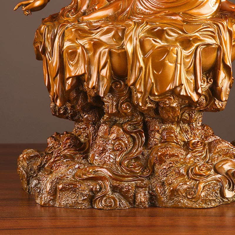 Buddha Stones Kwan Yin Avalokitesvara Success Brass Copper Statue Home Desk Altar Decoration - image 10