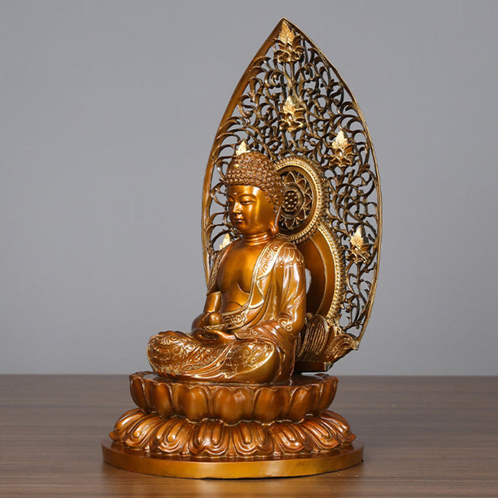 Buddha Stones Sakyamuni Amitabha Medicine Buddha Figurine Serenity Copper Statue Home Offering Decoration - image 6