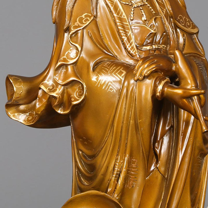 Buddha Stones Kwan Yin Avalokitesvara Holding A Vase Brass Harmony Copper Statue Home Decoration - image 14