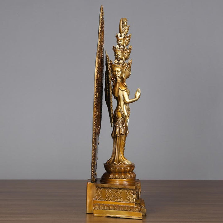 Buddha Stones Handmade Thousand-armed Avalokitesvara Kwan Yin Wealth Brass Copper Statue Decoration - image 3