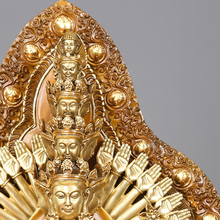 Buddha Stones Handmade Thousand-armed Avalokitesvara Kwan Yin Wealth Brass Copper Statue Decoration - image 6