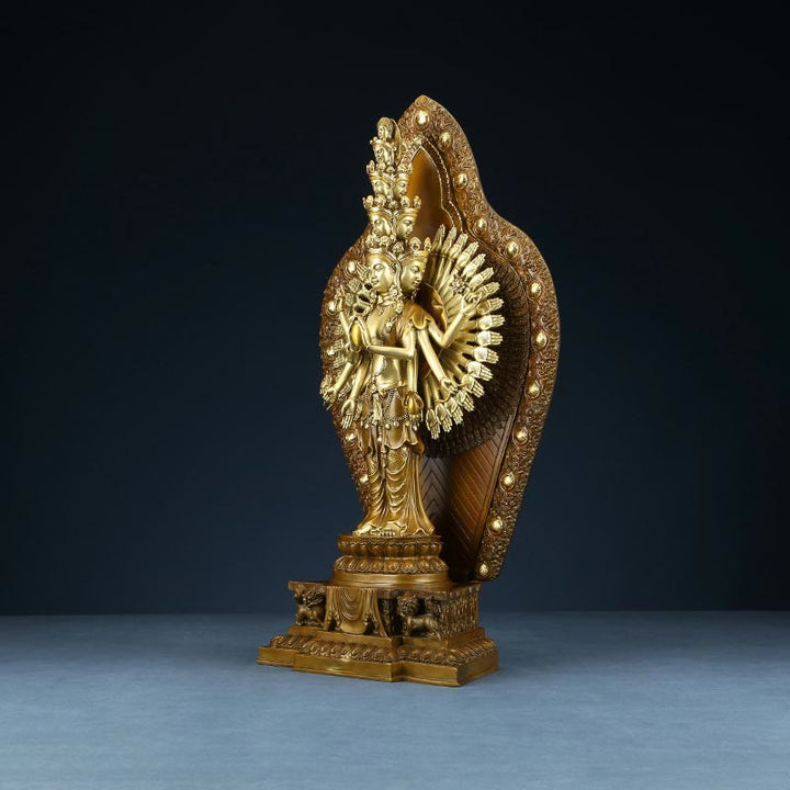 Buddha Stones Handmade Thousand-armed Avalokitesvara Kwan Yin Wealth Brass Copper Statue Decoration - image 13
