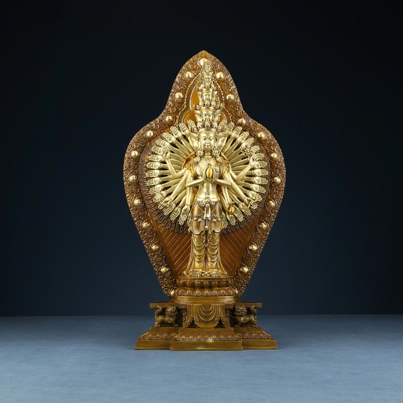 Buddha Stones Handmade Thousand-armed Avalokitesvara Kwan Yin Wealth Brass Copper Statue Decoration - image 11