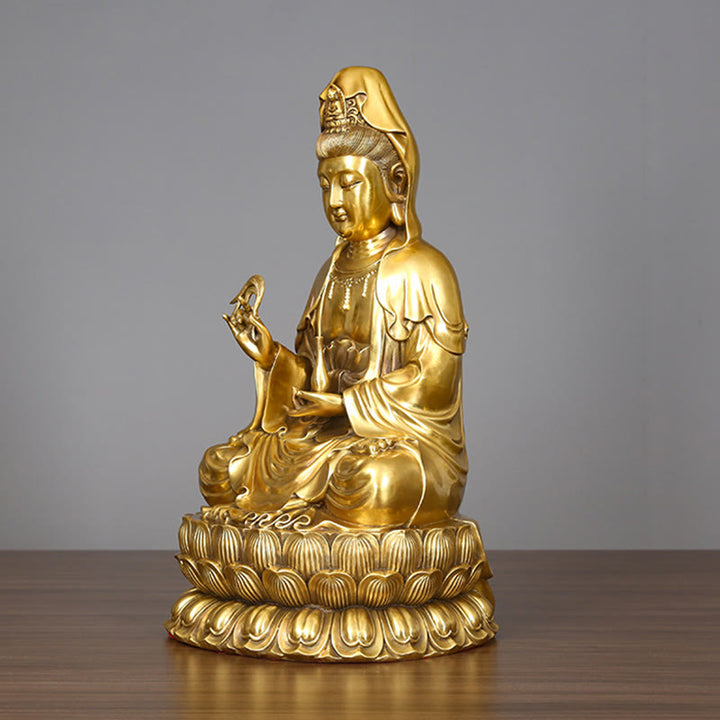 Buddha Stones Kwan Yin Avalokitesvara Holding A Willow Bottle Harmony Brass Copper Statue Home Decoration - image 13