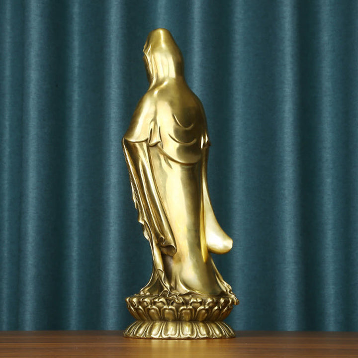 Buddha Stones Kwan Yin Avalokitesvara Holding The Dharma Wheel Wealth Brass Copper Statue Decoration - image 18