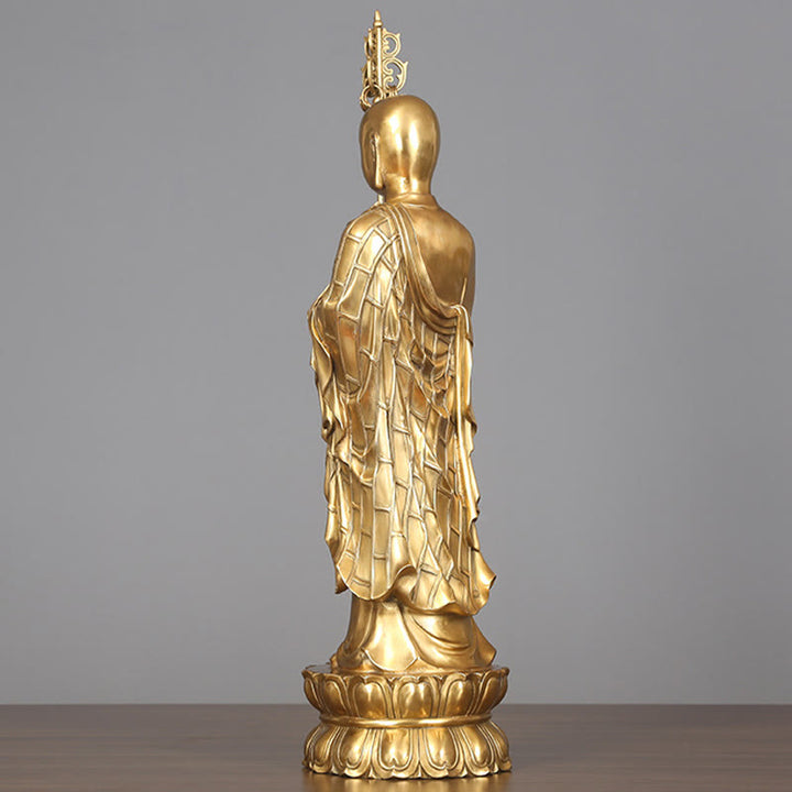 Buddha Stones Ksitigarbha Bodhisattva Figurine Compassion Copper Statue Home Offering Decoration - image 15