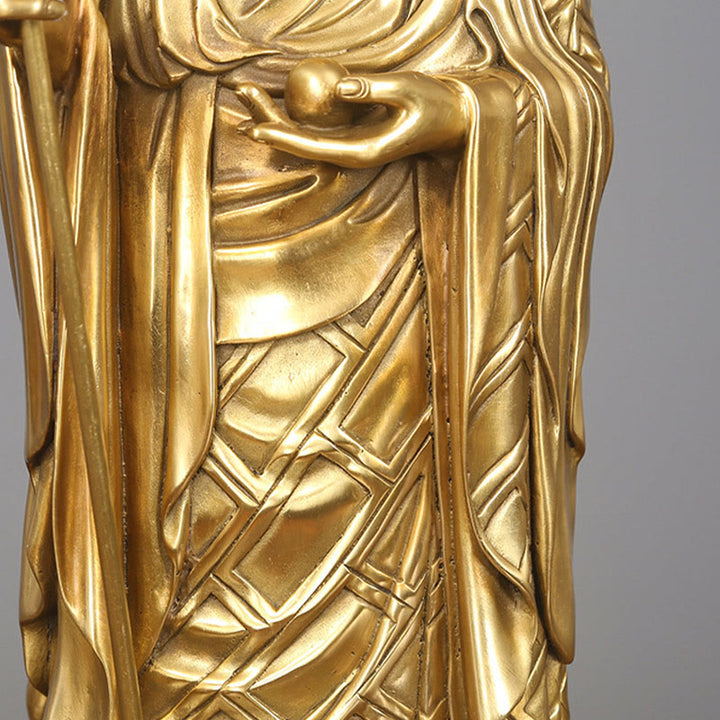 Buddha Stones Ksitigarbha Bodhisattva Figurine Compassion Copper Statue Home Offering Decoration - image 8