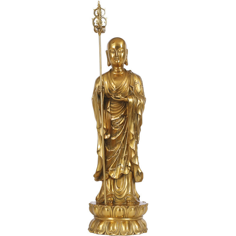 Buddha Stones Ksitigarbha Bodhisattva Figurine Compassion Copper Statue Home Offering Decoration - image 17