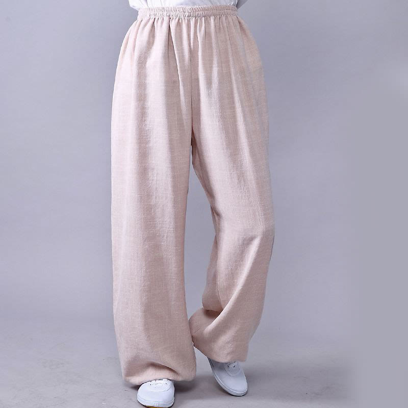 Buddha Stones Summer Elastic Waist Tai Chi Qigong Practice Cotton Linen Unisex Pants - Linen - 3XL-FIT FOR US/UK/AU/EU-2XL - image 9