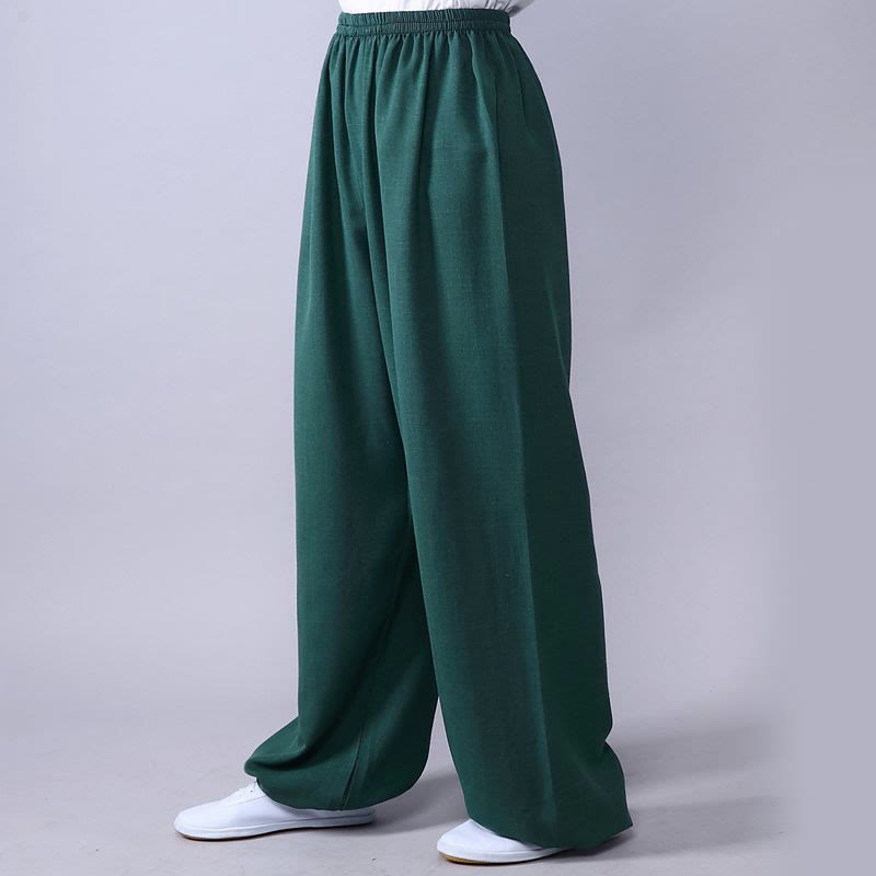Buddha Stones Summer Elastic Waist Tai Chi Qigong Practice Cotton Linen Unisex Pants - LightSeaGreen - 3XL-FIT FOR US/UK/AU/EU-2XL - image 12