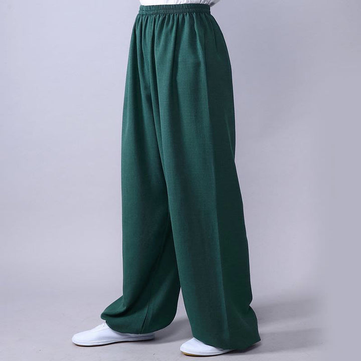 Buddha Stones Summer Elastic Waist Tai Chi Qigong Practice Cotton Linen Unisex Pants - LightSeaGreen - 3XL-FIT FOR US/UK/AU/EU-2XL - image 12