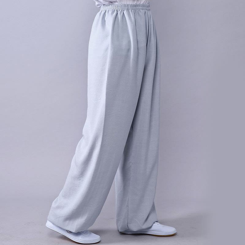 Buddha Stones Summer Elastic Waist Tai Chi Qigong Practice Cotton Linen Unisex Pants - LightGrey - 3XL-FIT FOR US/UK/AU/EU-2XL - image 14
