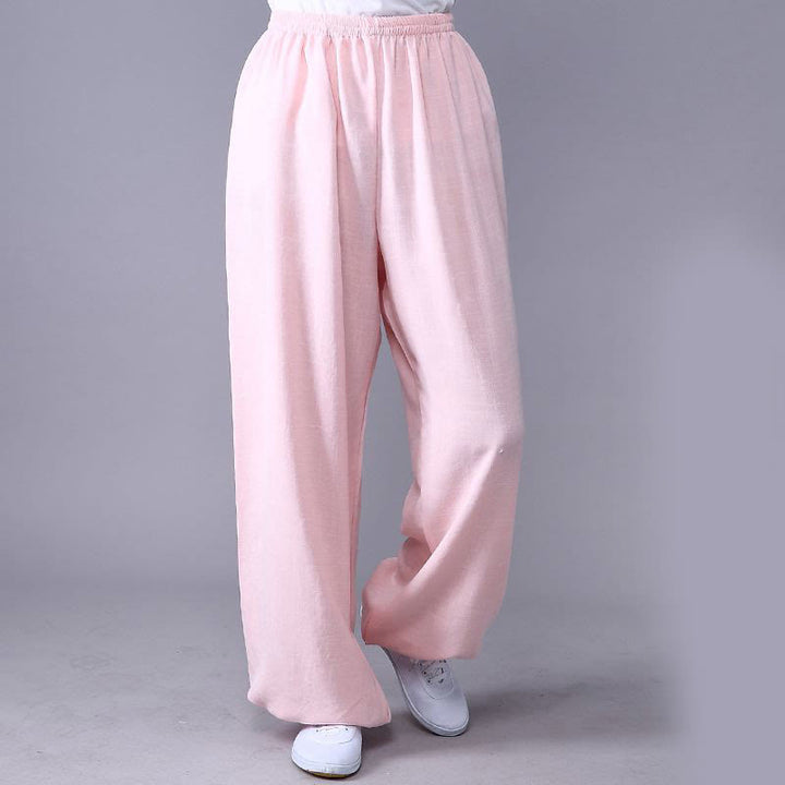 Buddha Stones Summer Elastic Waist Tai Chi Qigong Practice Cotton Linen Unisex Pants - LavenderBlush - 3XL-FIT FOR US/UK/AU/EU-2XL - image 17