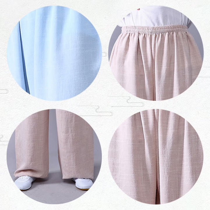 Buddha Stones Summer Elastic Waist Tai Chi Qigong Practice Cotton Linen Unisex Pants - image 10