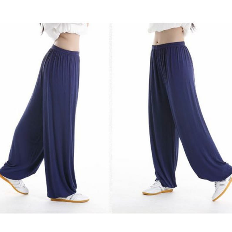 Buddha Stones Summer Elastic Waist Tai Chi Qigong Practice Modal Unisex Pants - image 27