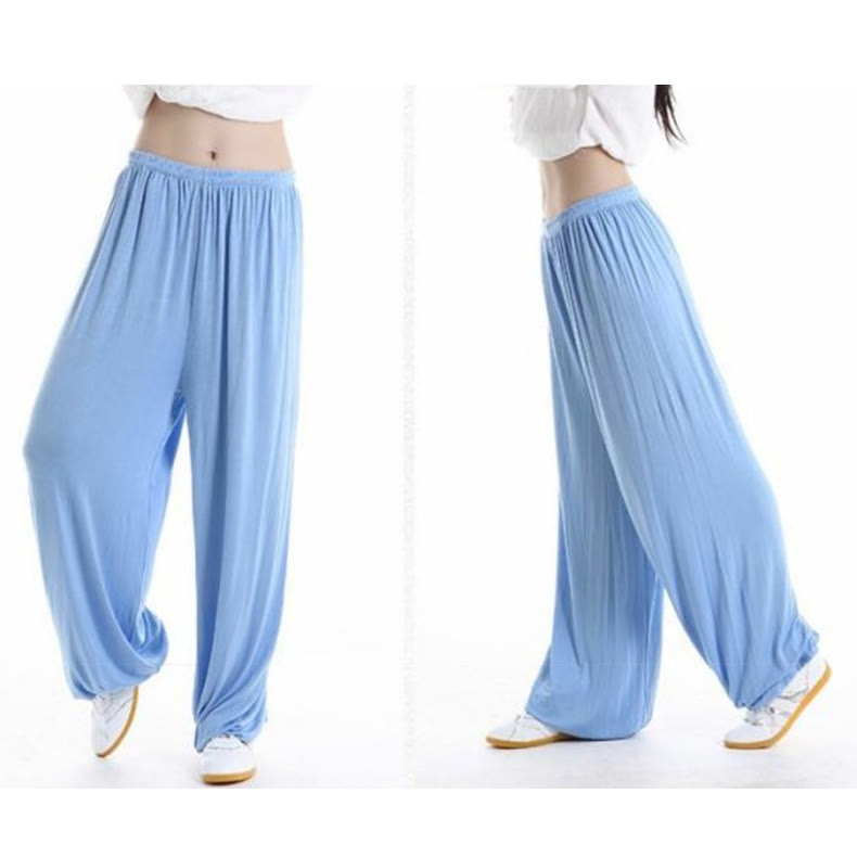 Buddha Stones Summer Elastic Waist Tai Chi Qigong Practice Modal Unisex Pants - image 25