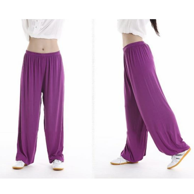Buddha Stones Summer Elastic Waist Tai Chi Qigong Practice Modal Unisex Pants - image 8