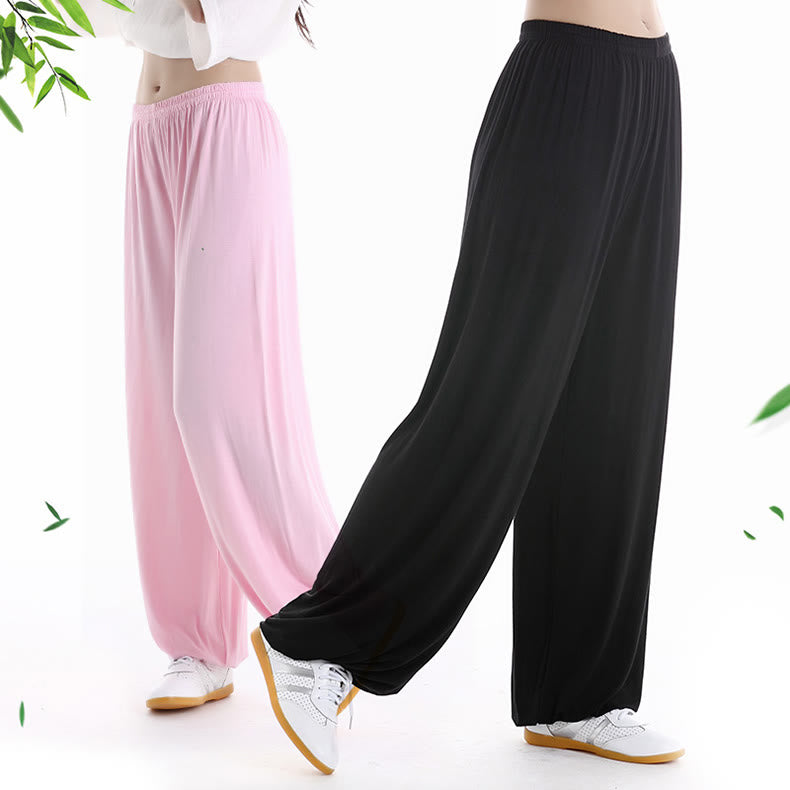 Buddha Stones Summer Elastic Waist Tai Chi Qigong Practice Modal Unisex Pants - image 3