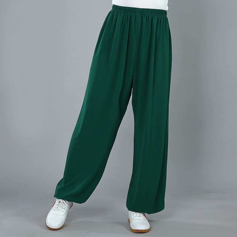 Buddha Stones Summer Unisex Elastic Waist Tai Chi Kung Fu Qigong Practice Cotton Breathable Pants With Pockets - SeaGreen - 3XL-FIT FOR US/UK/AU/EU-2XL - image 15
