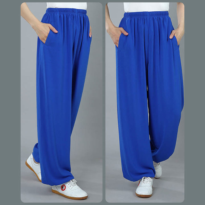 Buddha Stones Summer Unisex Elastic Waist Tai Chi Kung Fu Qigong Practice Breathable Pants With Pockets - image 11