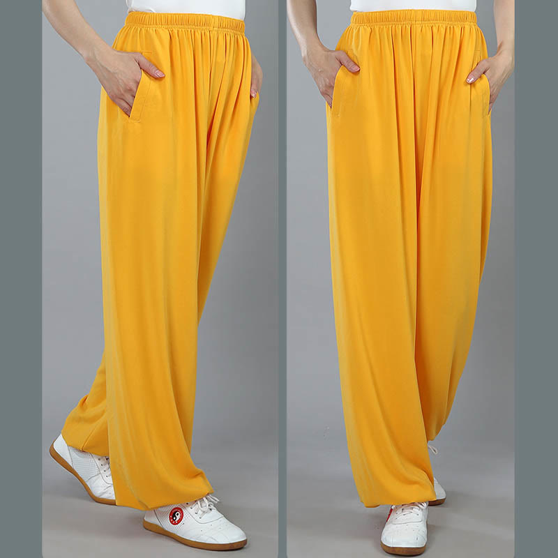 Buddha Stones Summer Unisex Elastic Waist Tai Chi Kung Fu Qigong Practice Breathable Pants With Pockets - image 9
