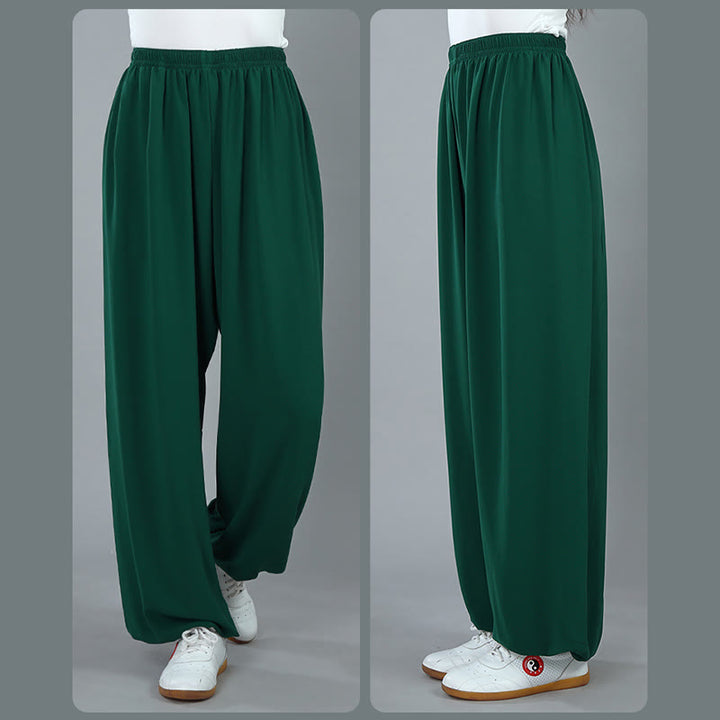Buddha Stones Summer Unisex Elastic Waist Tai Chi Kung Fu Qigong Practice Breathable Pants With Pockets - image 15