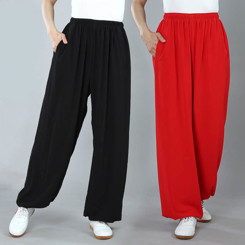 Buddha Stones Summer Unisex Elastic Waist Tai Chi Kung Fu Qigong Practice Breathable Pants With Pockets - image 17