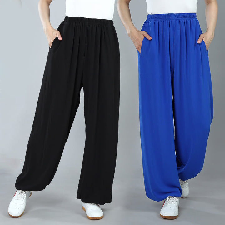 Buddha Stones Summer Unisex Elastic Waist Tai Chi Kung Fu Qigong Practice Breathable Pants With Pockets - image 12