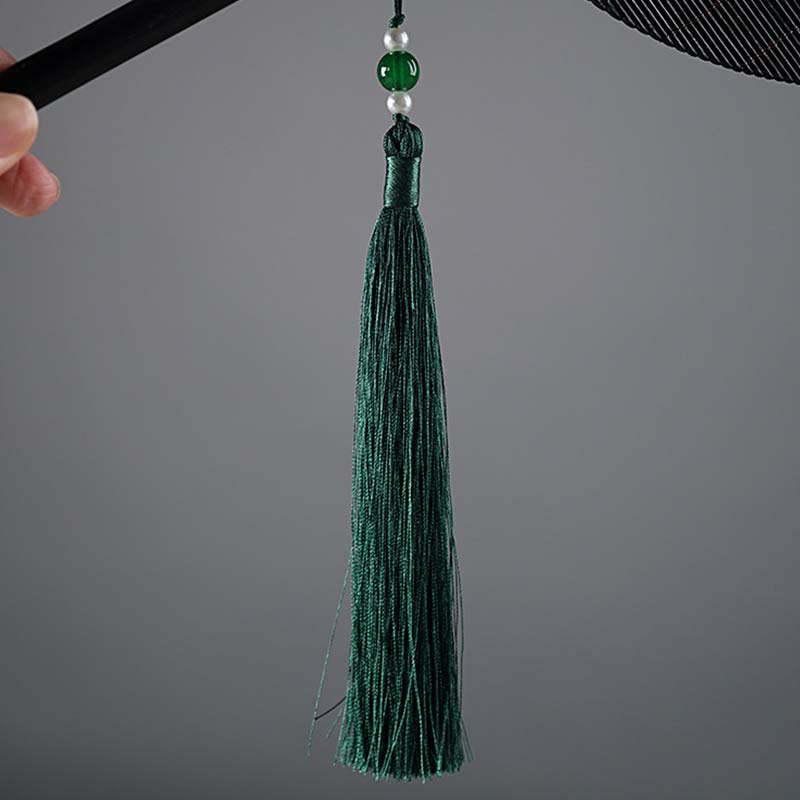 Buddha Stones Chinese Style Handmade Bamboo Long Handle Portable Curlable Fan - image 6