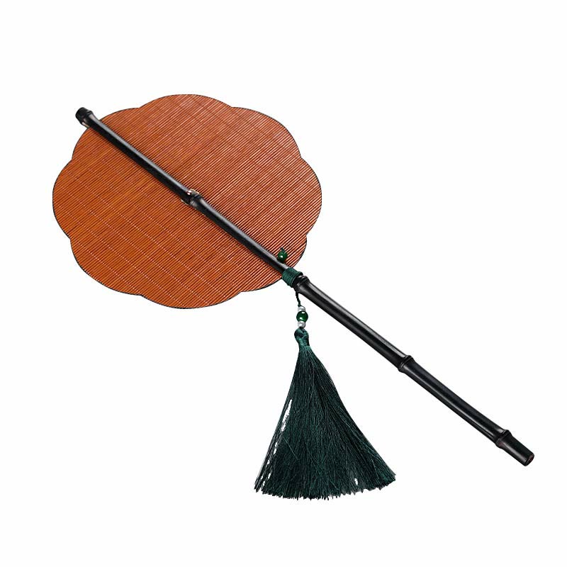 Buddha Stones Chinese Style Handmade Bamboo Long Handle Portable Curlable Fan - image 7