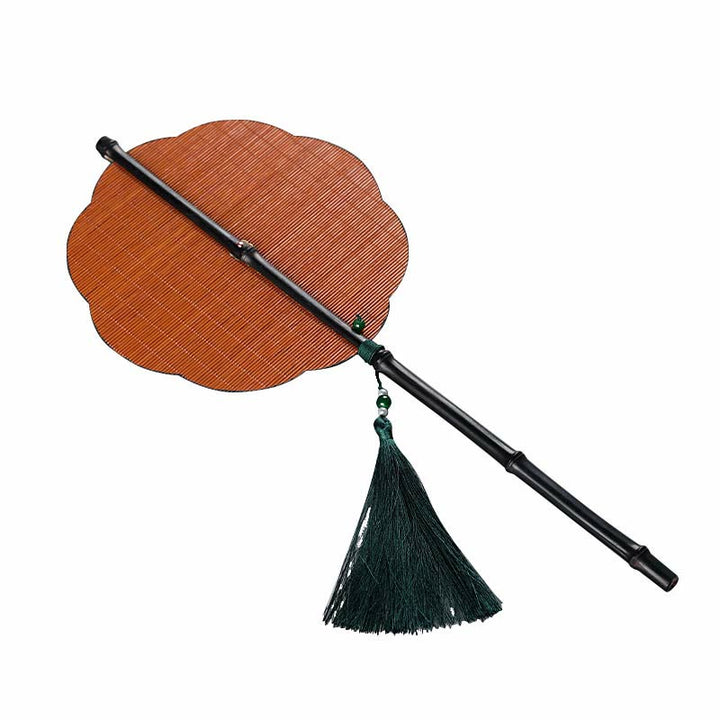 Buddha Stones Chinese Style Handmade Bamboo Long Handle Portable Curlable Fan - image 7