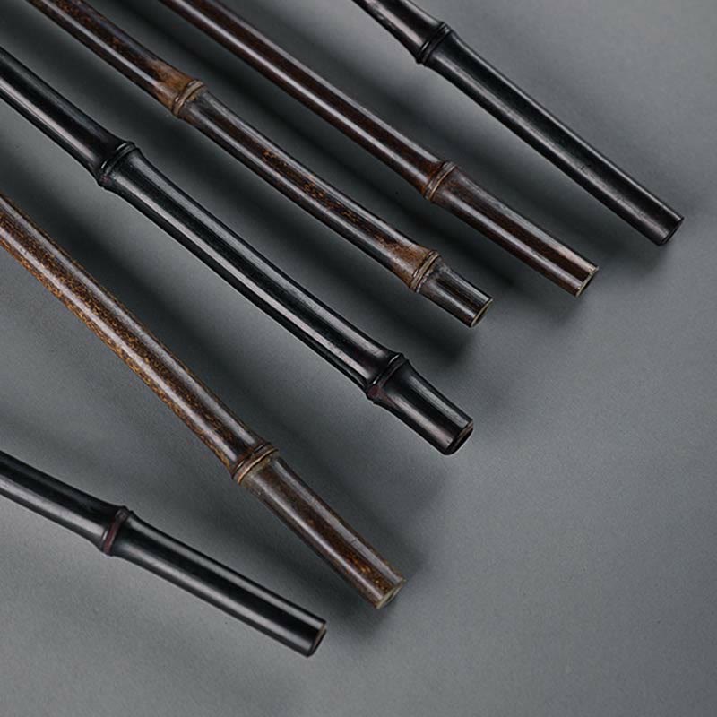 Buddha Stones Chinese Style Handmade Bamboo Long Handle Portable Curlable Fan - image 16