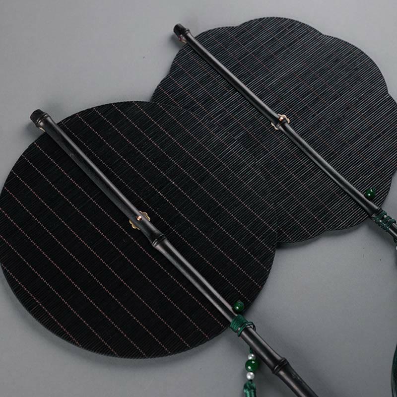 Buddha Stones Chinese Style Handmade Bamboo Long Handle Portable Curlable Fan - image 12