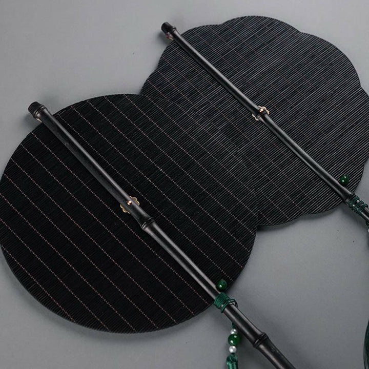 Buddha Stones Chinese Style Handmade Bamboo Long Handle Portable Curlable Fan - image 12